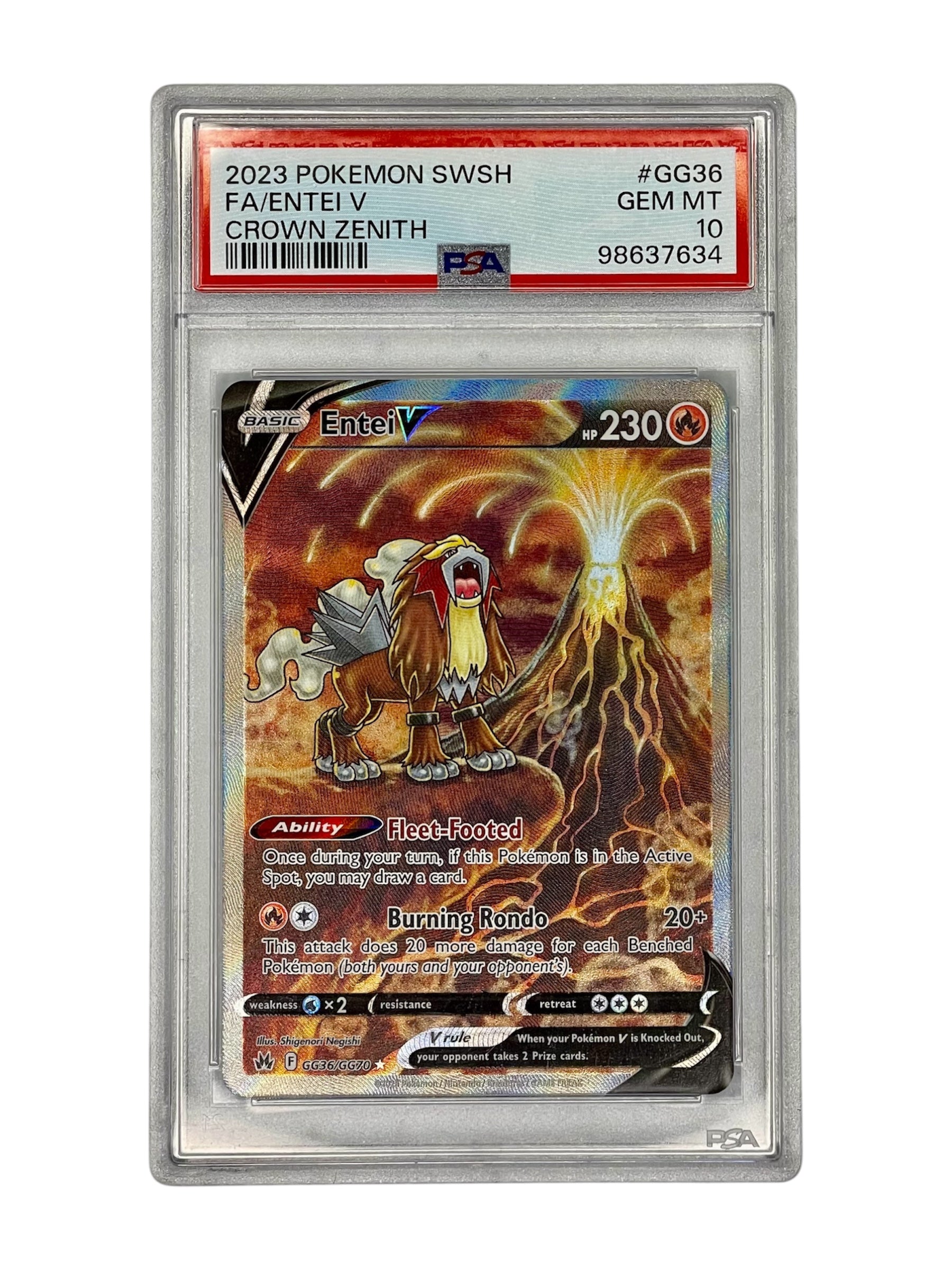 Pokemon Entei V - Crown Zenith: Galarian Gallery PSA 10