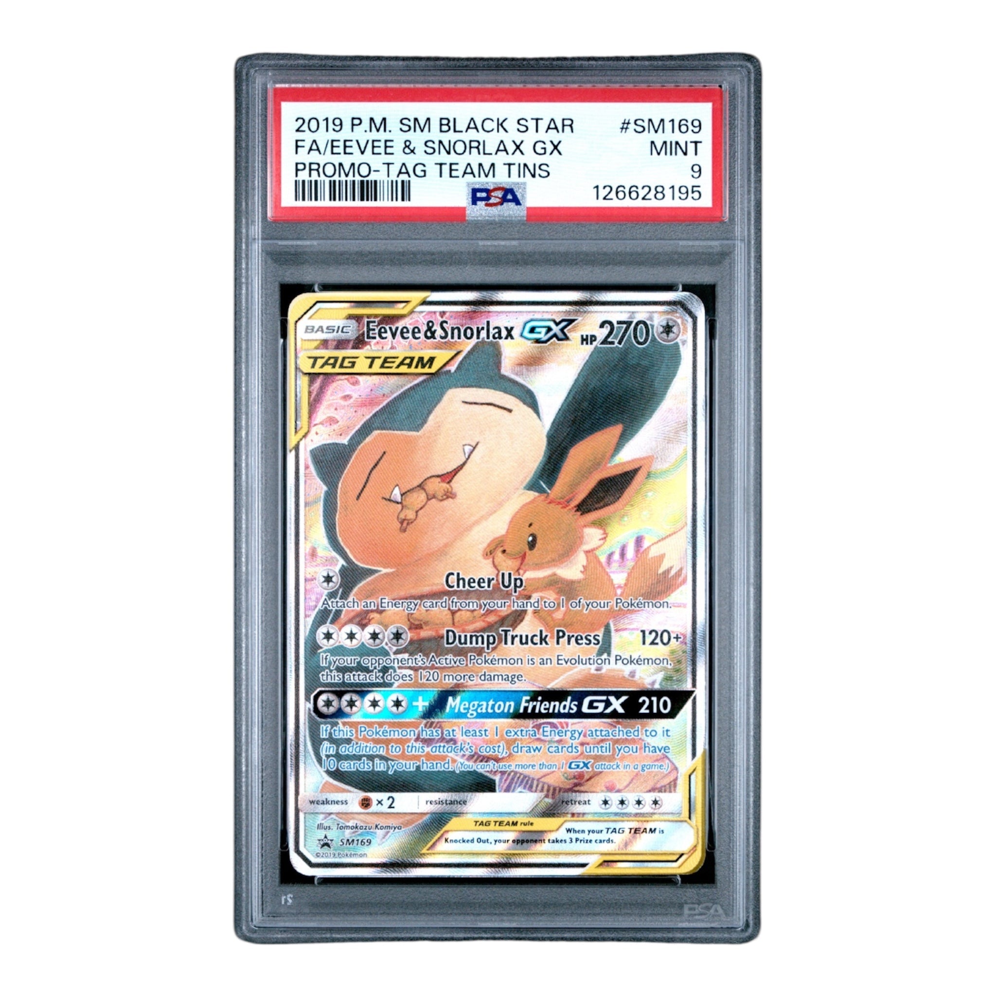 Eevee & Snorlax GX Black Star Promo SM169  PSA 9