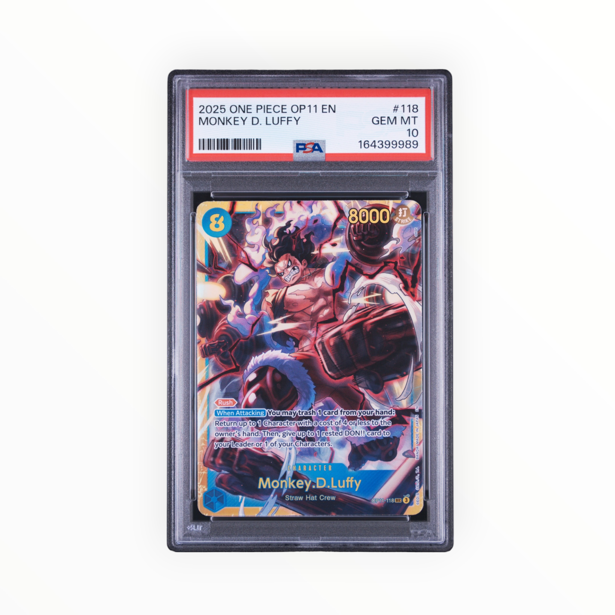 One Piece Monkey D. Luffy #118 OP11 A Fist of Divine Speed PSA 10 Gem Mint