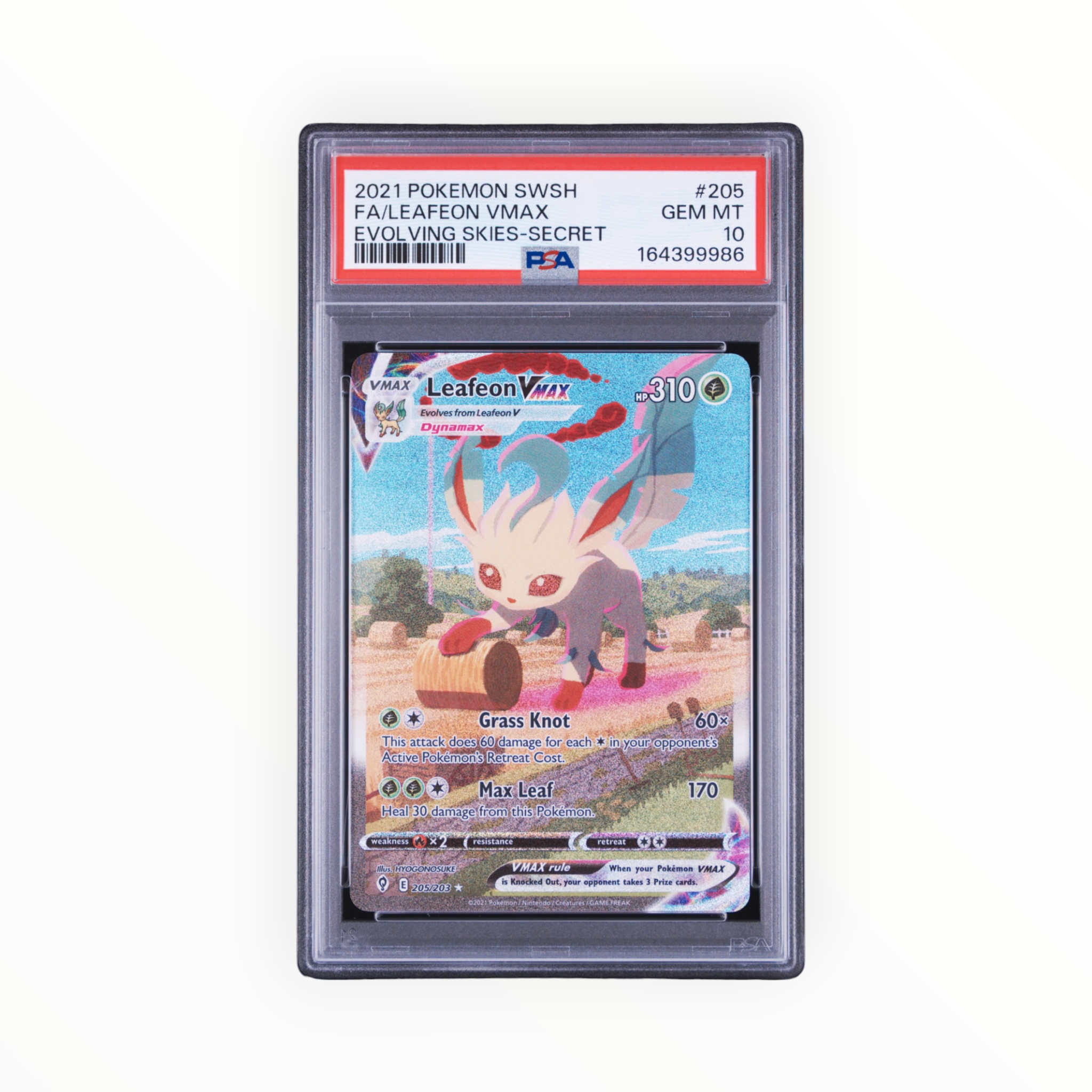 Pokemon Leafeon VMAX Secret #205 Full Art 2021 Evolving Skies PSA 10