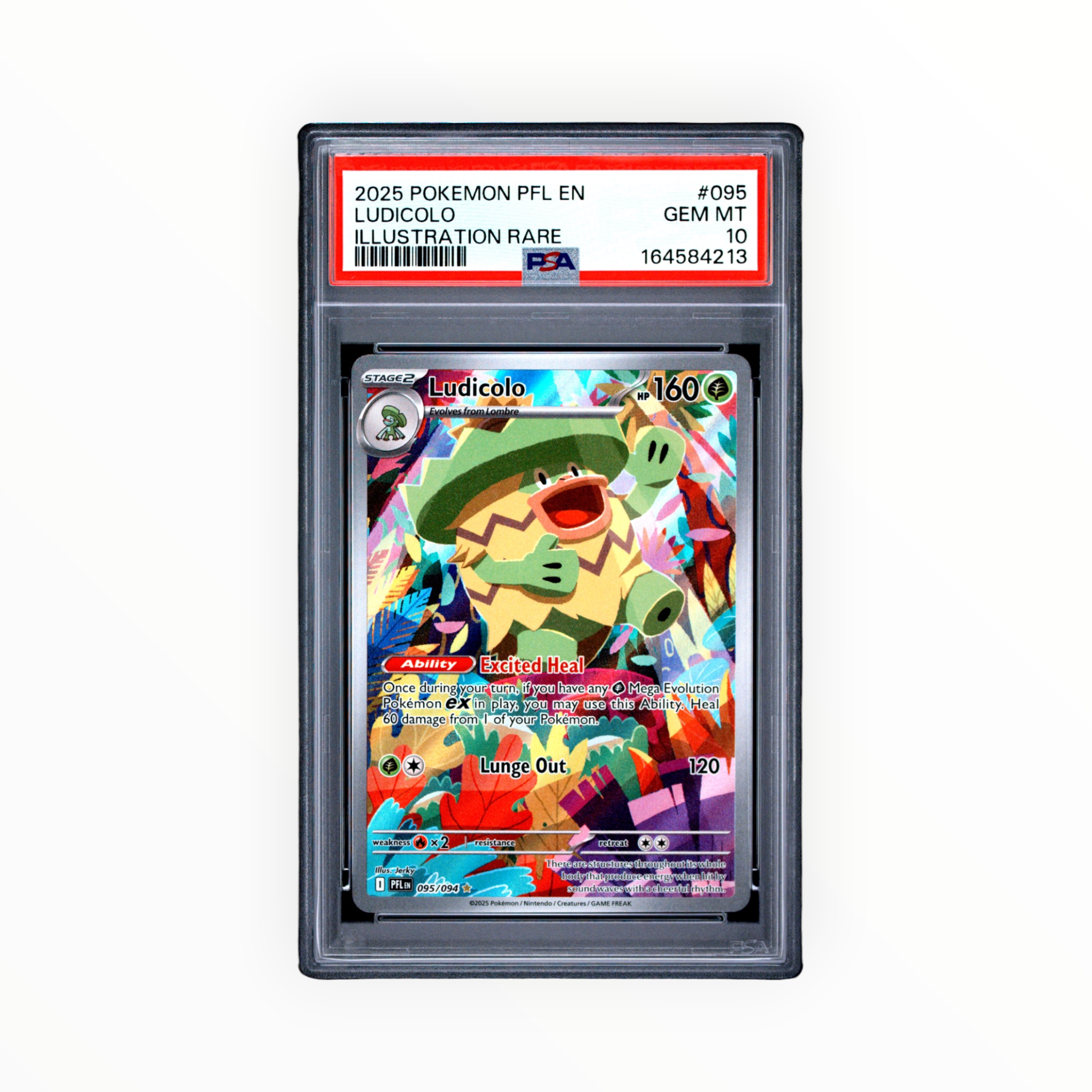 Pokemon Ludicolo #095 Illustration Rare Phantasmal Flames 2025 PSA 10
