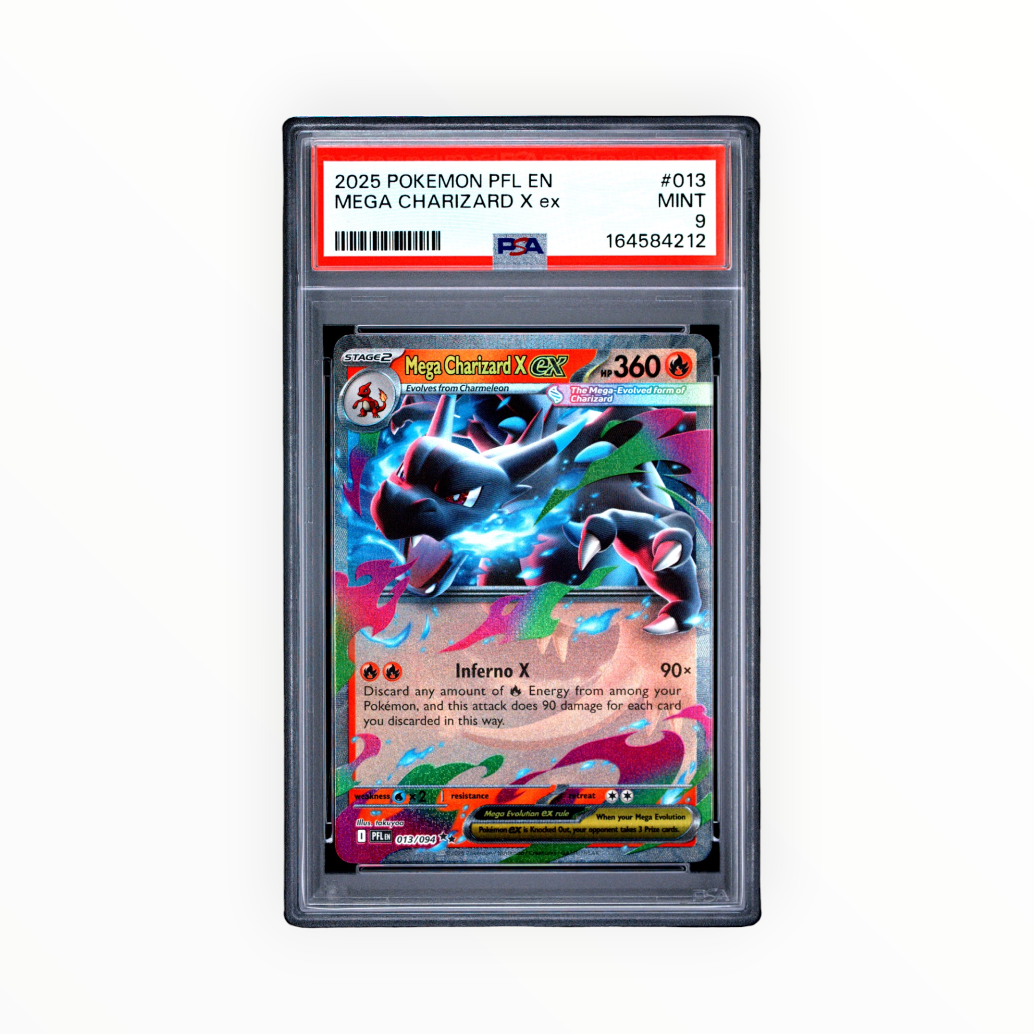 Pokemon Mega Charizard X EX #013 2025 Phantasmal Flames PSA 9 Graded Mint