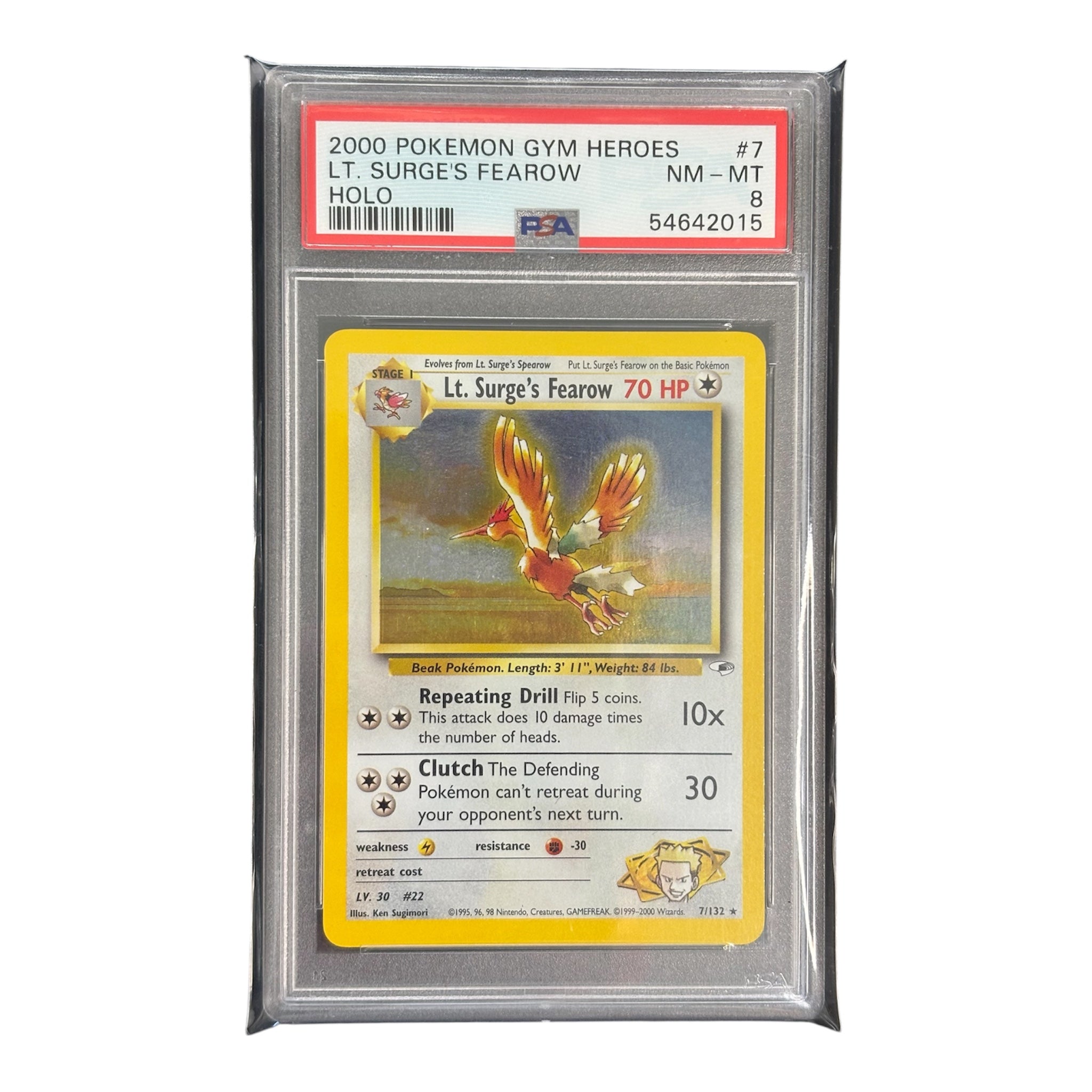 Lt. Surge’s Fearow Gym Heroes PSA 8
