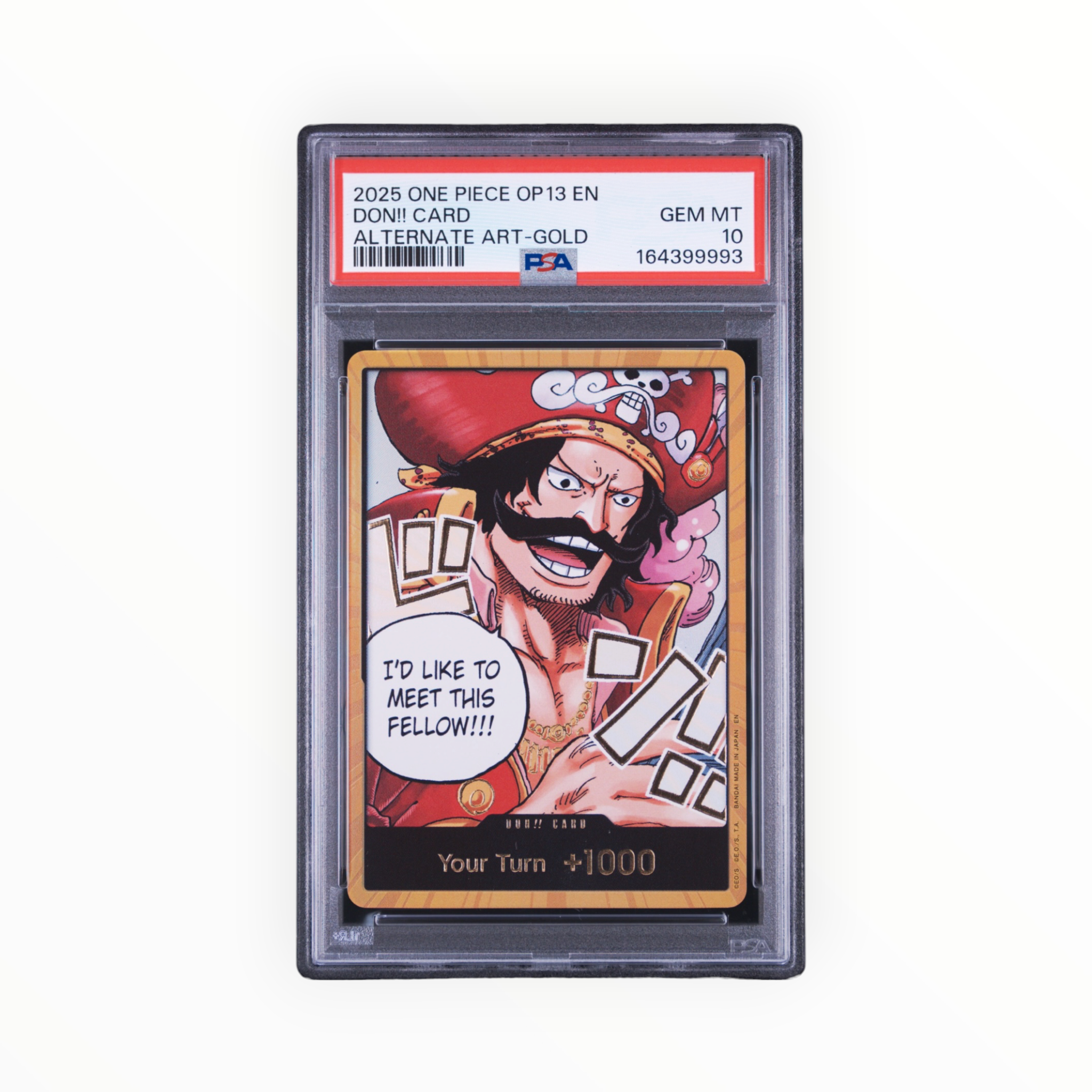 One Piece Don!! Card Gold Alternate Art OP13 Carrying On His Will PSA 10