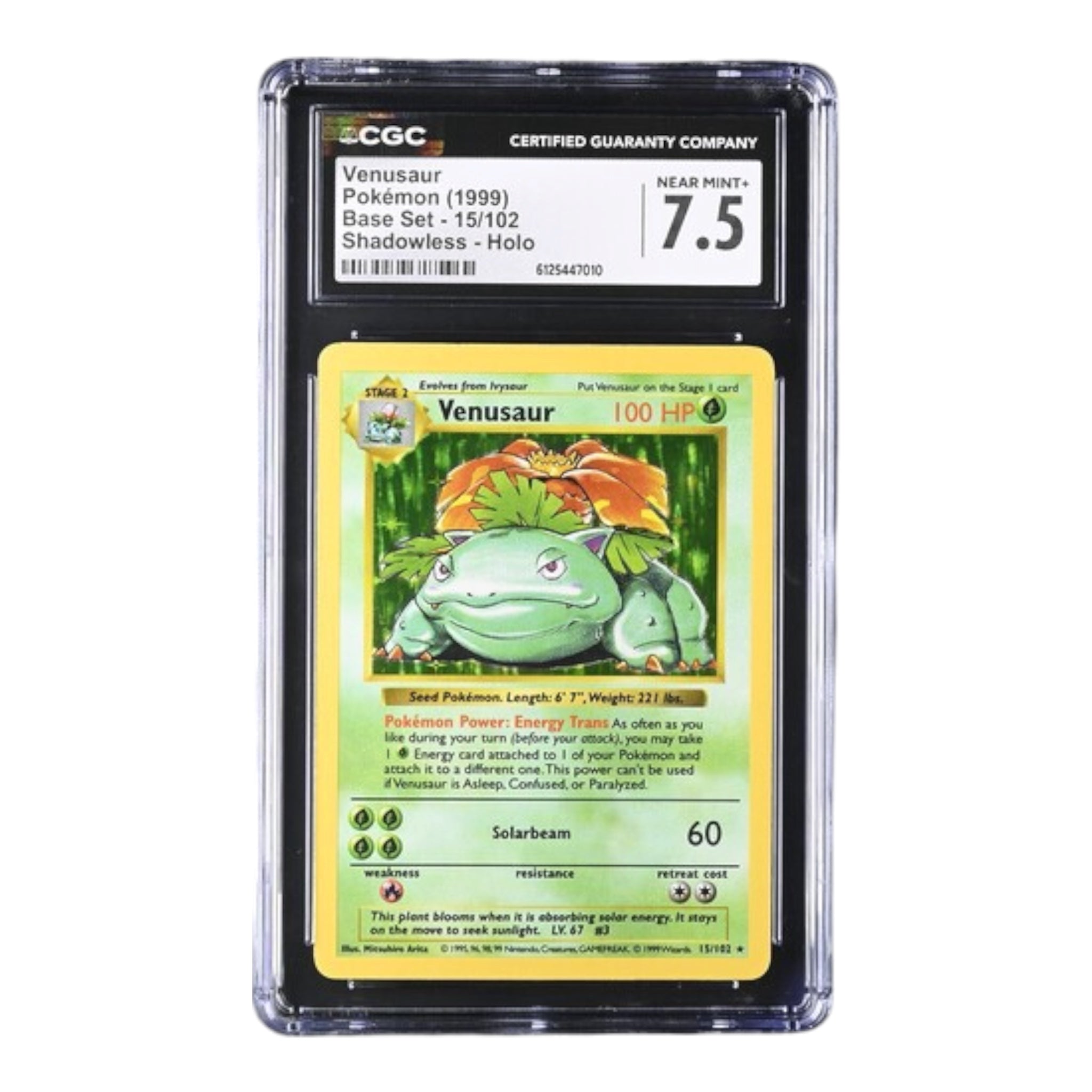 Venusaur Base Set Shadowless CGC 7.5 OV Games LLC Venusaur Base Set Shadowless CGC 7.5 OV Games LLC