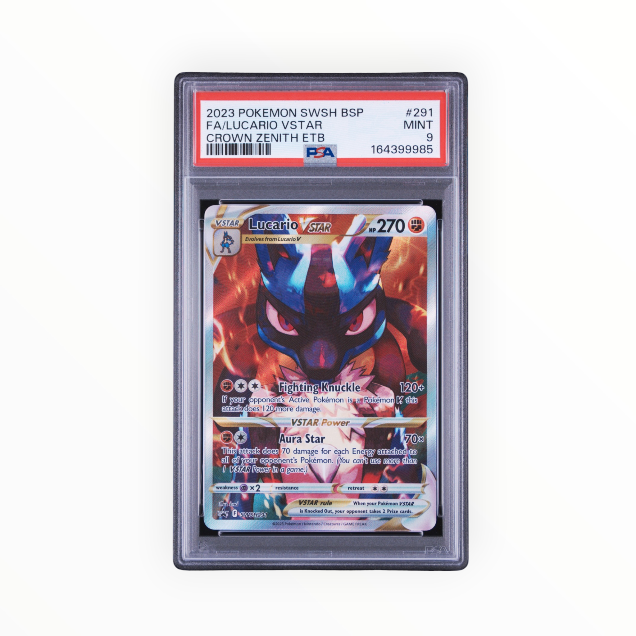 Pokemon Lucario VSTAR #291 Full Art Crown Zenith ETB Promo PSA 9 Mint