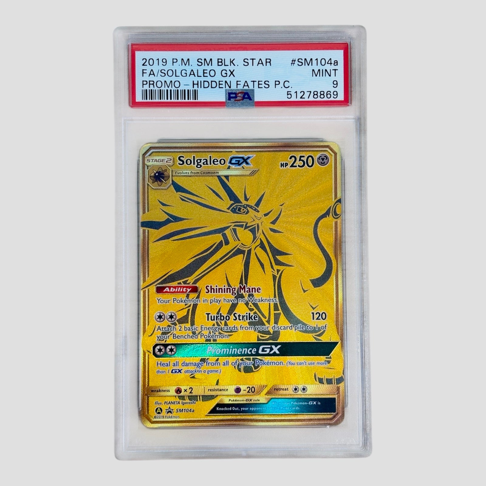 Solgaleo GX Hidden Fates Promo PSA 9
