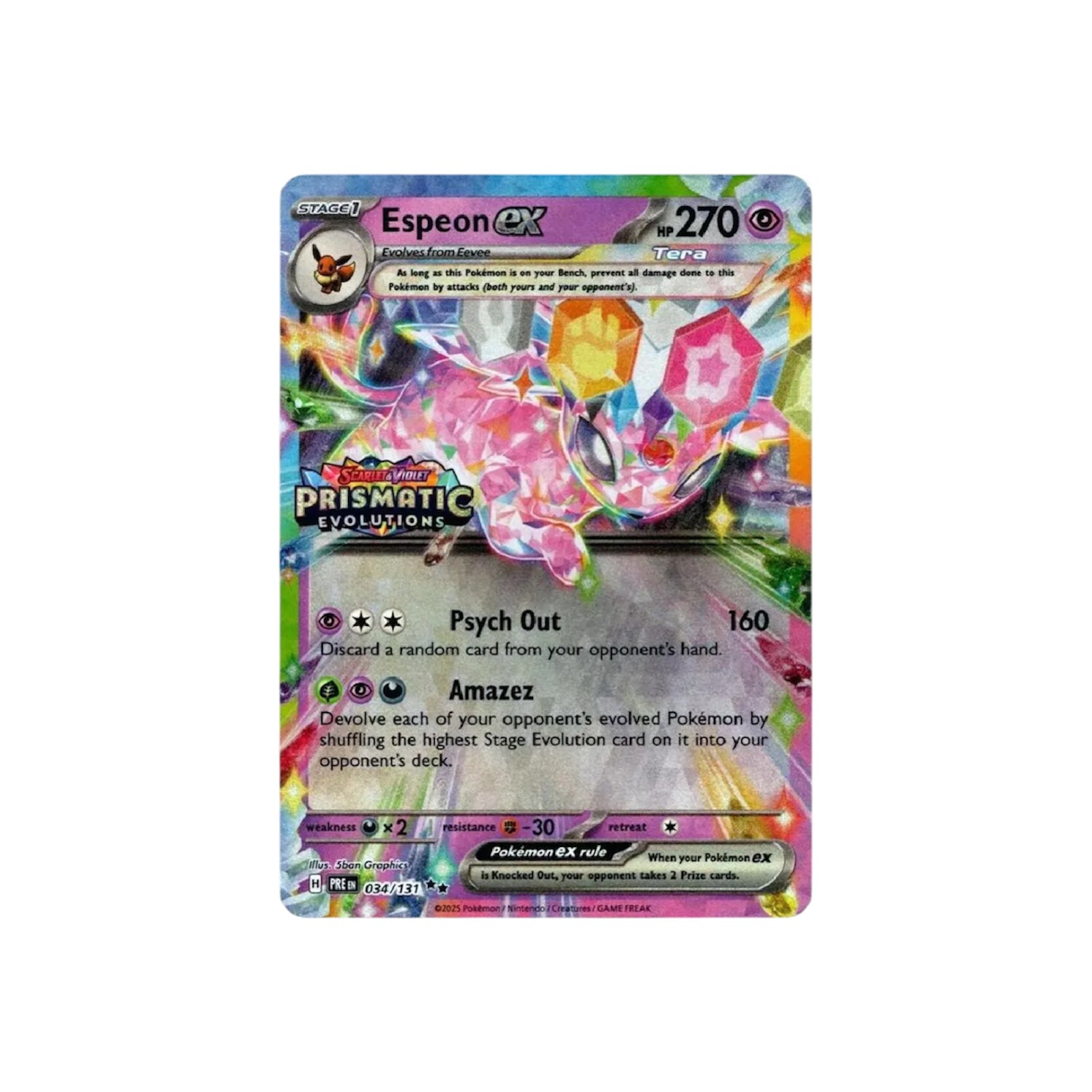 espeon pokemon card ex Espeon Ex Prismatic Evolutions Stamp 034/131 – OV Games LLC
