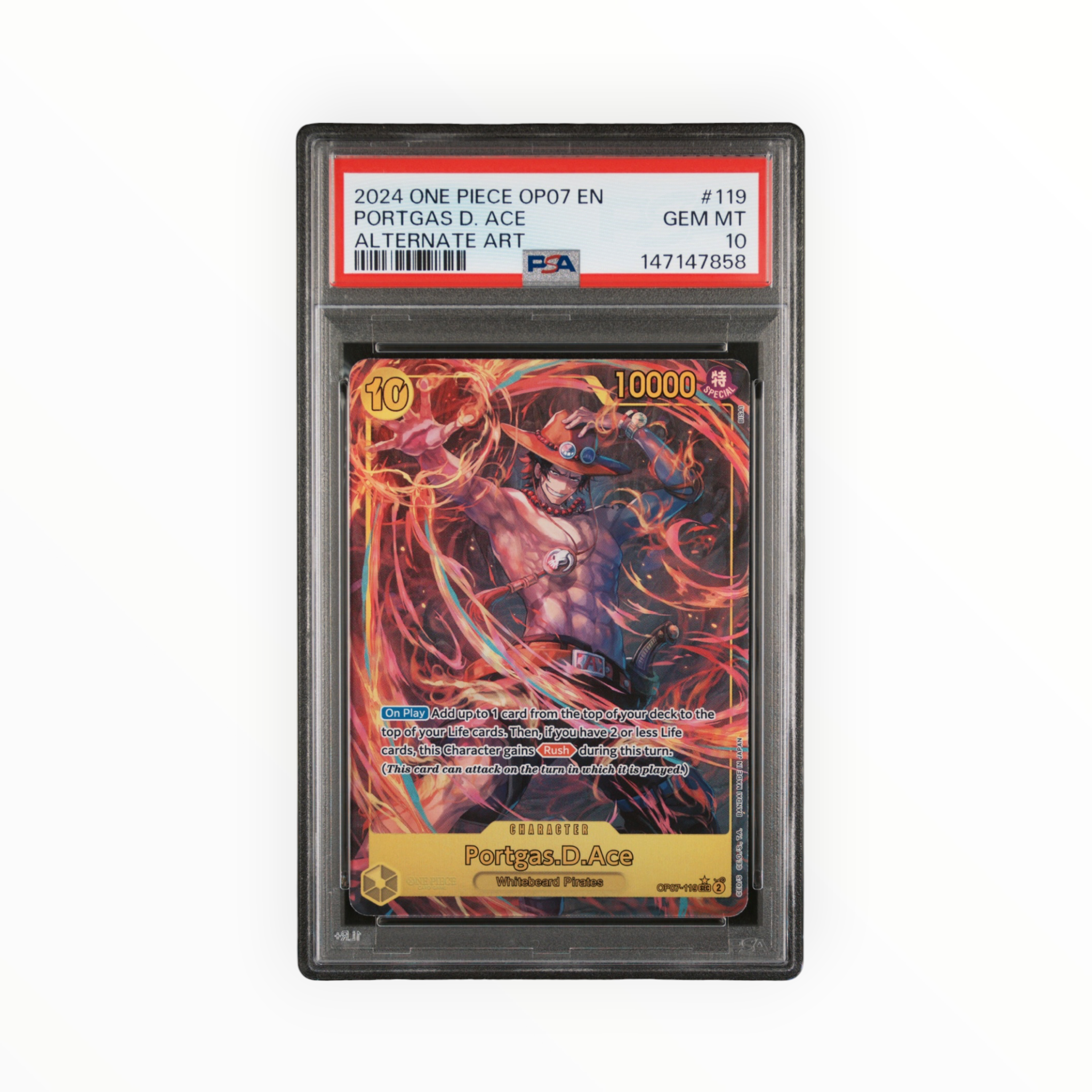Portgas D. Ace #119 Alternate Art OP07 500 Years in the Future PSA 10