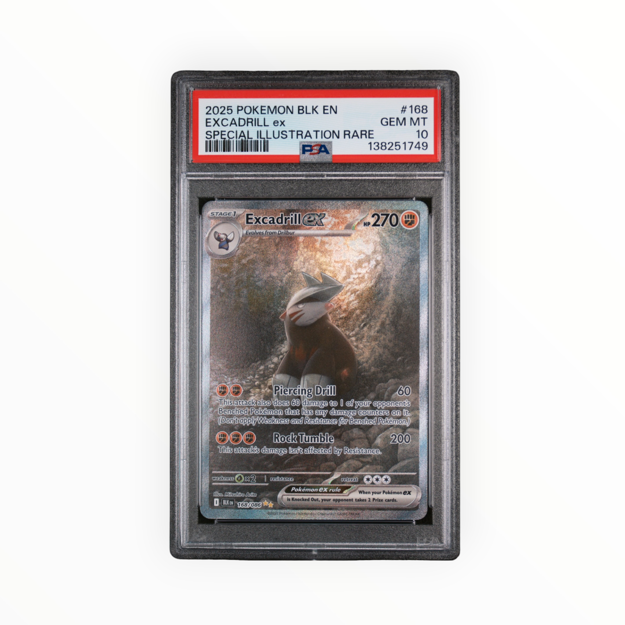 Excadrill ex #168 Special Illustration Rare Black Bolt PSA 10