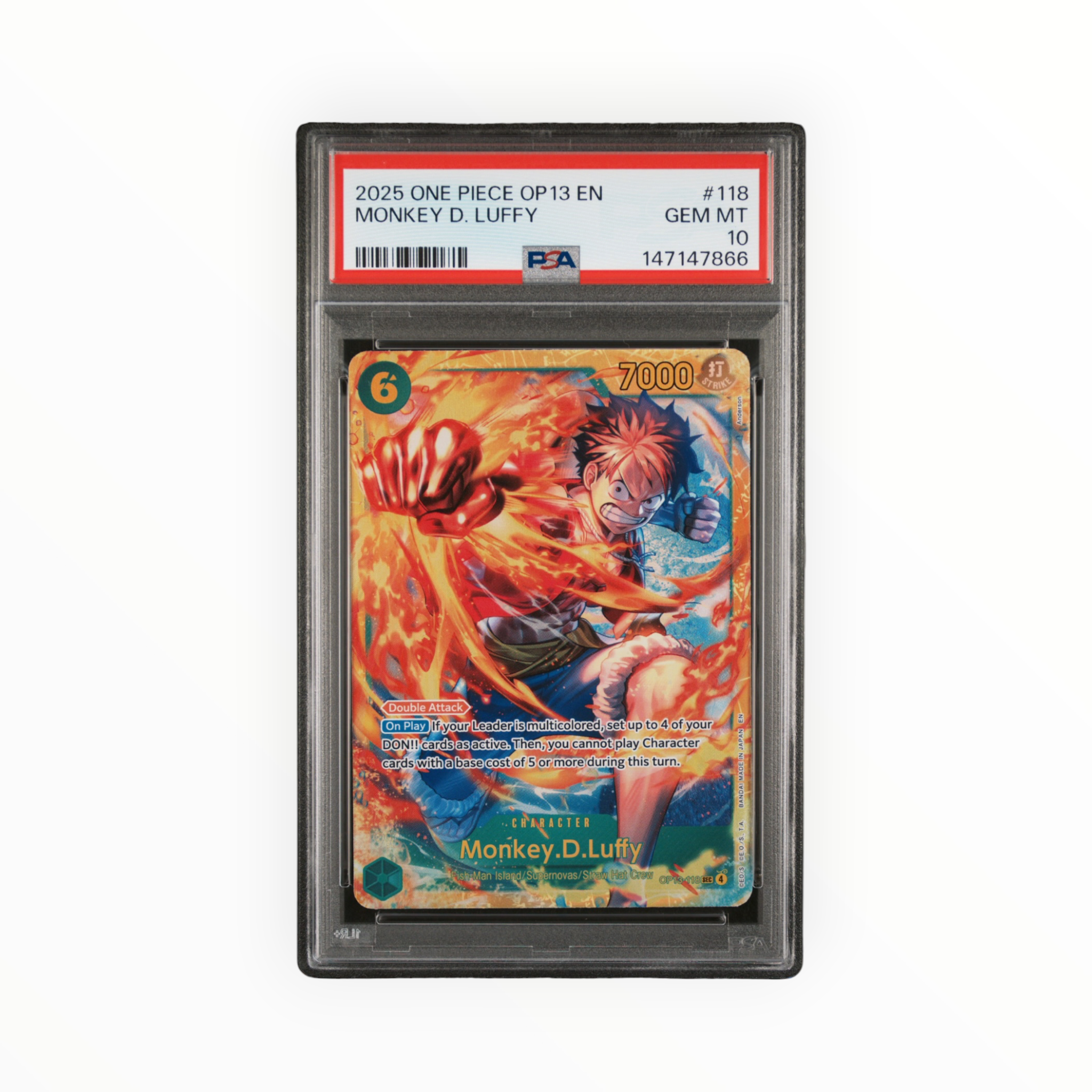 Monkey D. Luffy #118 OP13 Carrying on His Will PSA 10