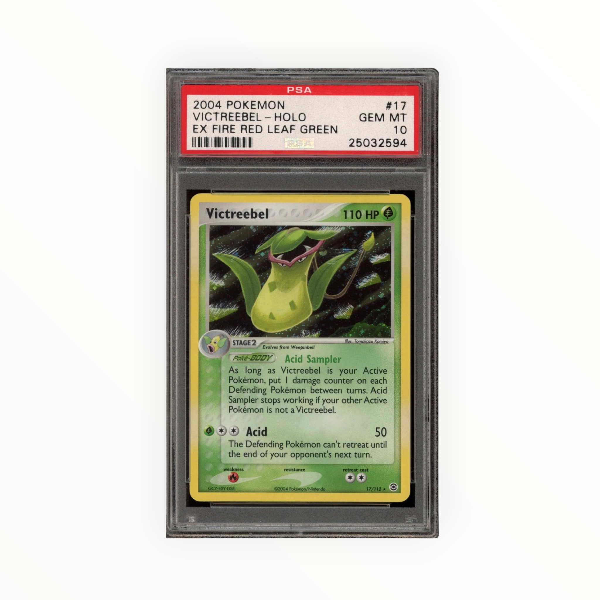 Victreebel #17 Holo EX Fire Red & Leaf Green PSA 10 Slab Imperfection