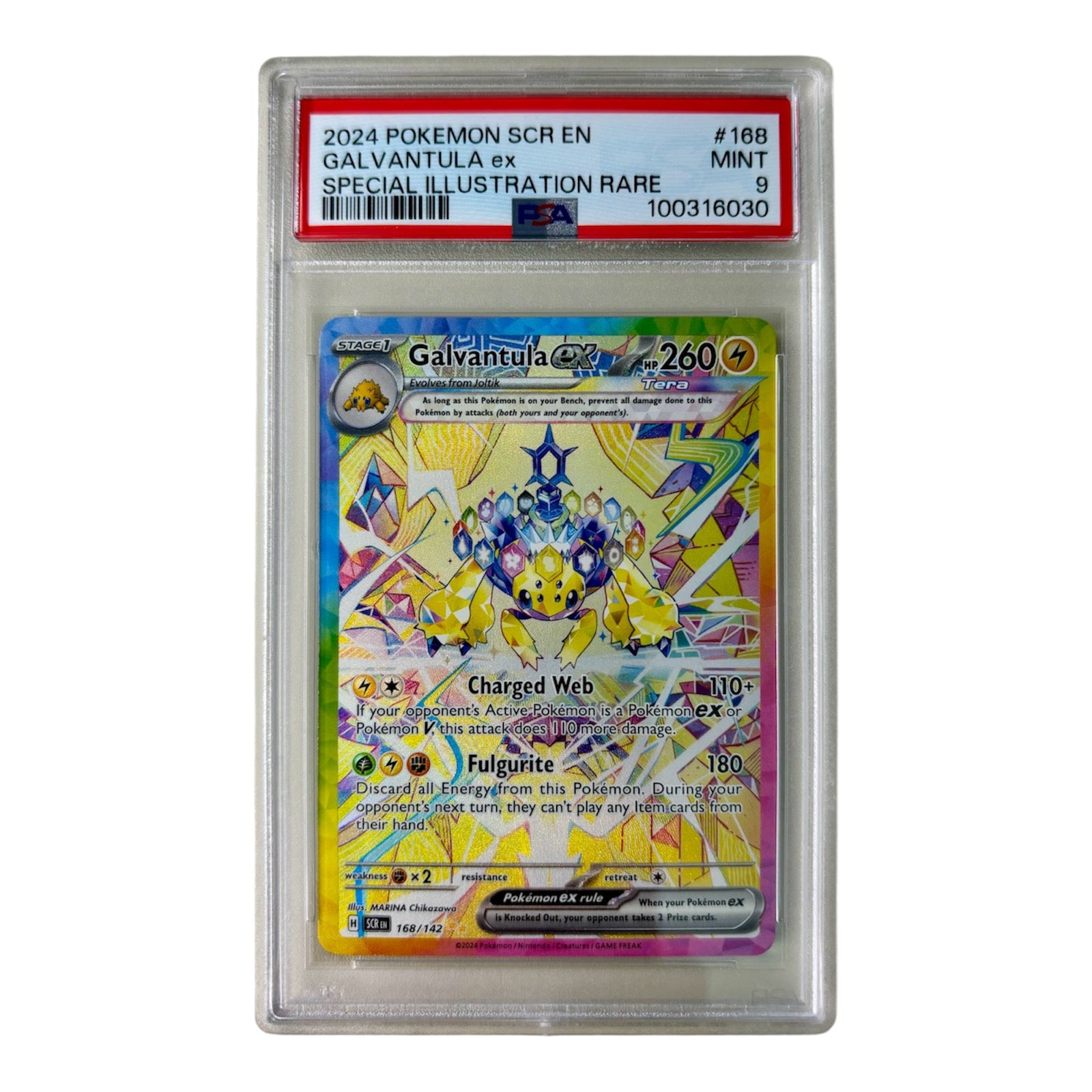 Pokemon Galvantula ex - 168/142 - SV07: Stellar Crown PSA 9