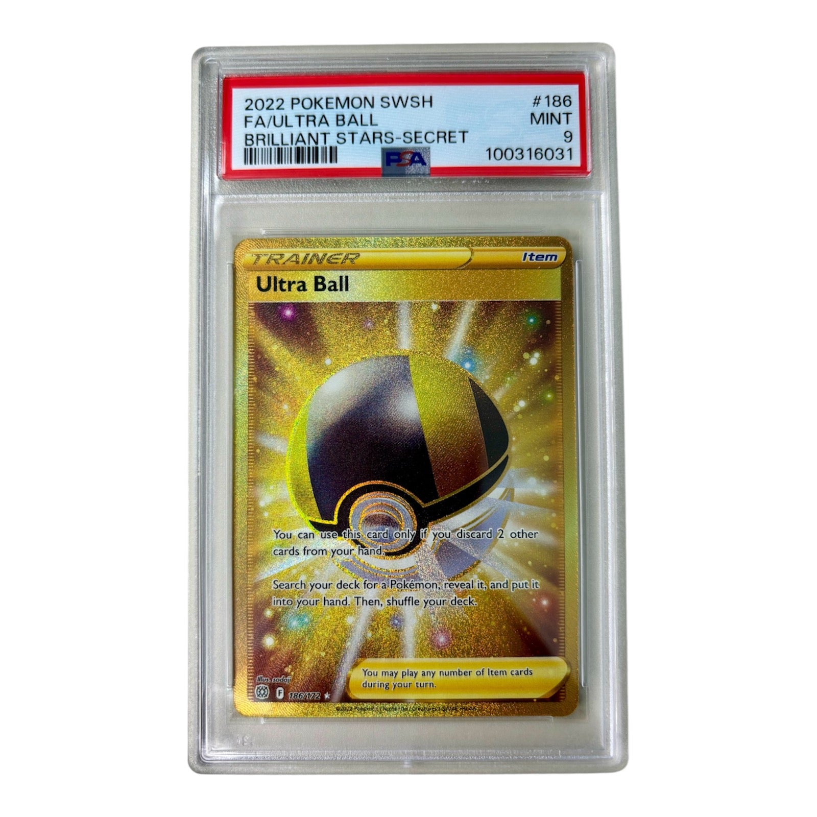 Pokemon Ultra Ball (Secret) - SWSH09: Brilliant Stars PSA 9