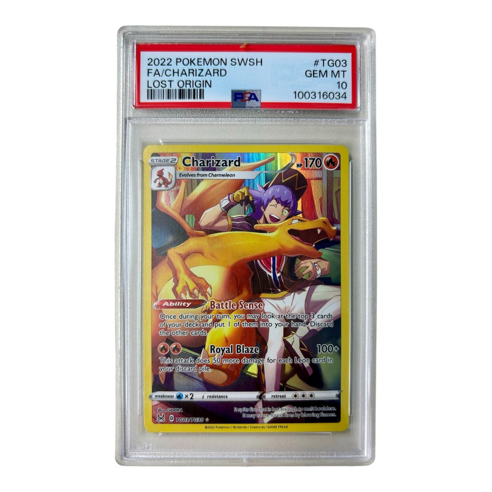 Pokemon Charizard - SWSH11: Lost Origin Trainer Gallery PSA 10