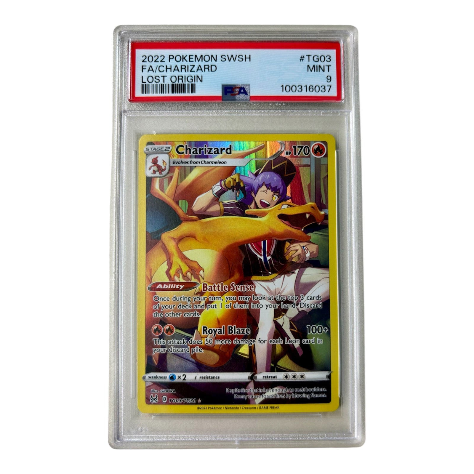 Pokemon Charizard - SWSH11: Lost Origin Trainer Gallery PSA 9